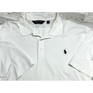 POLO GOLF Ralph Lauren Shirt Mens Wicking XXL Shirt Solid‎ White Blue Pony
